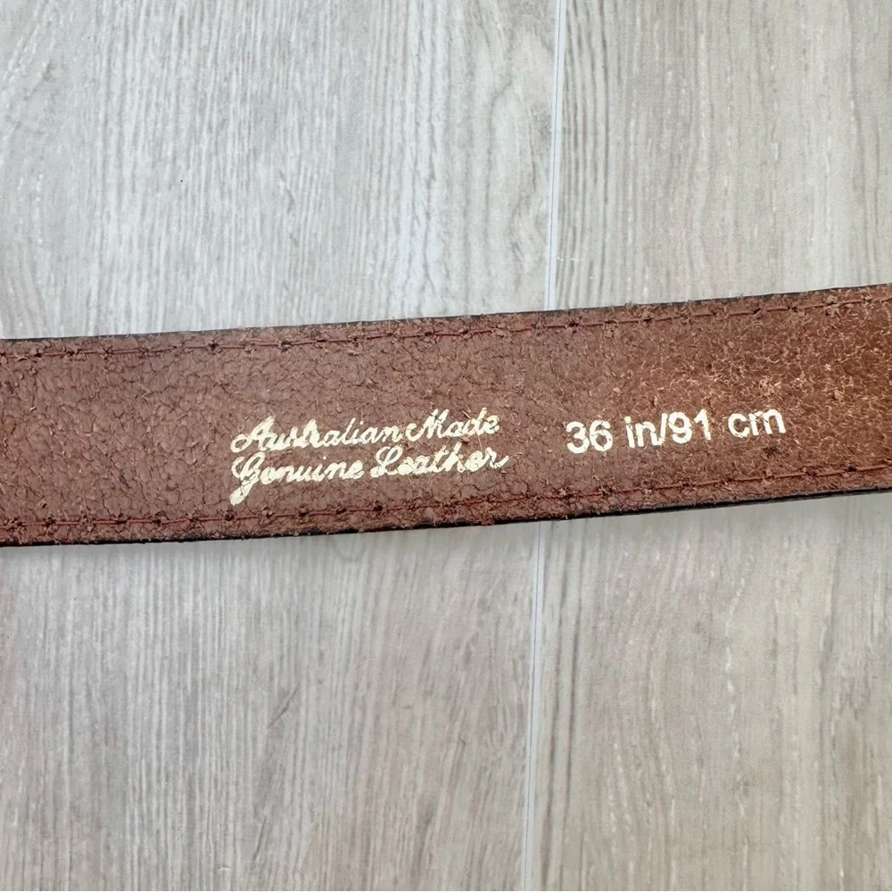 Australian Tooled Leather Belt Kangaroos Boomerangs Size 36 | Made in Australia